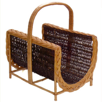 Wicker fireplace log basket