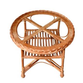 Round wicker table with glass