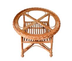 Round wicker table with glass